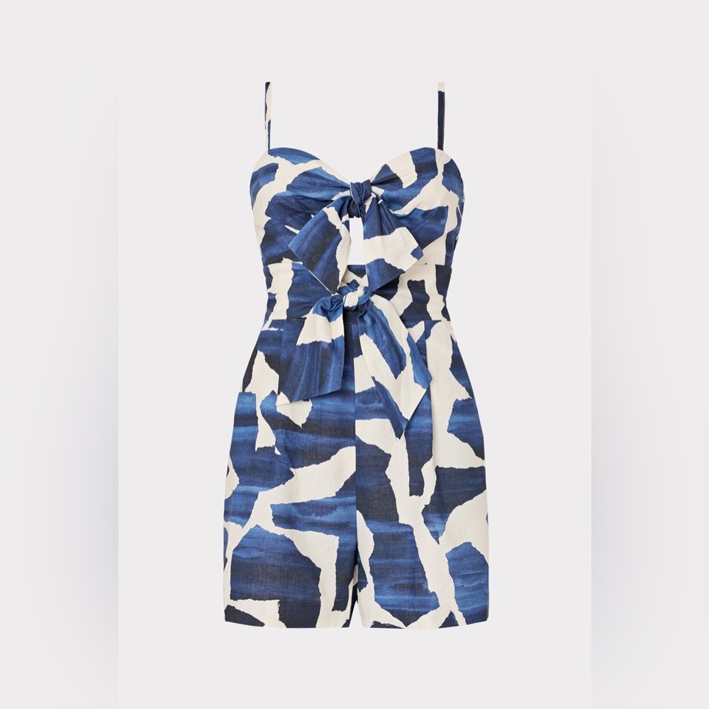 Milly Cabana Blue and White Anya Ocean Puzzle Romper